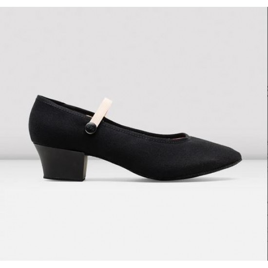 Black Cuban Heel Canvas Character Shoe